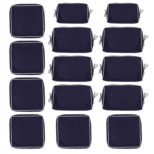 English Elm Cushion Covers 14 Piece Set for Outdoor Wicker Rattan Sectional Patio Sofa Uv Navy Blue W419P460546