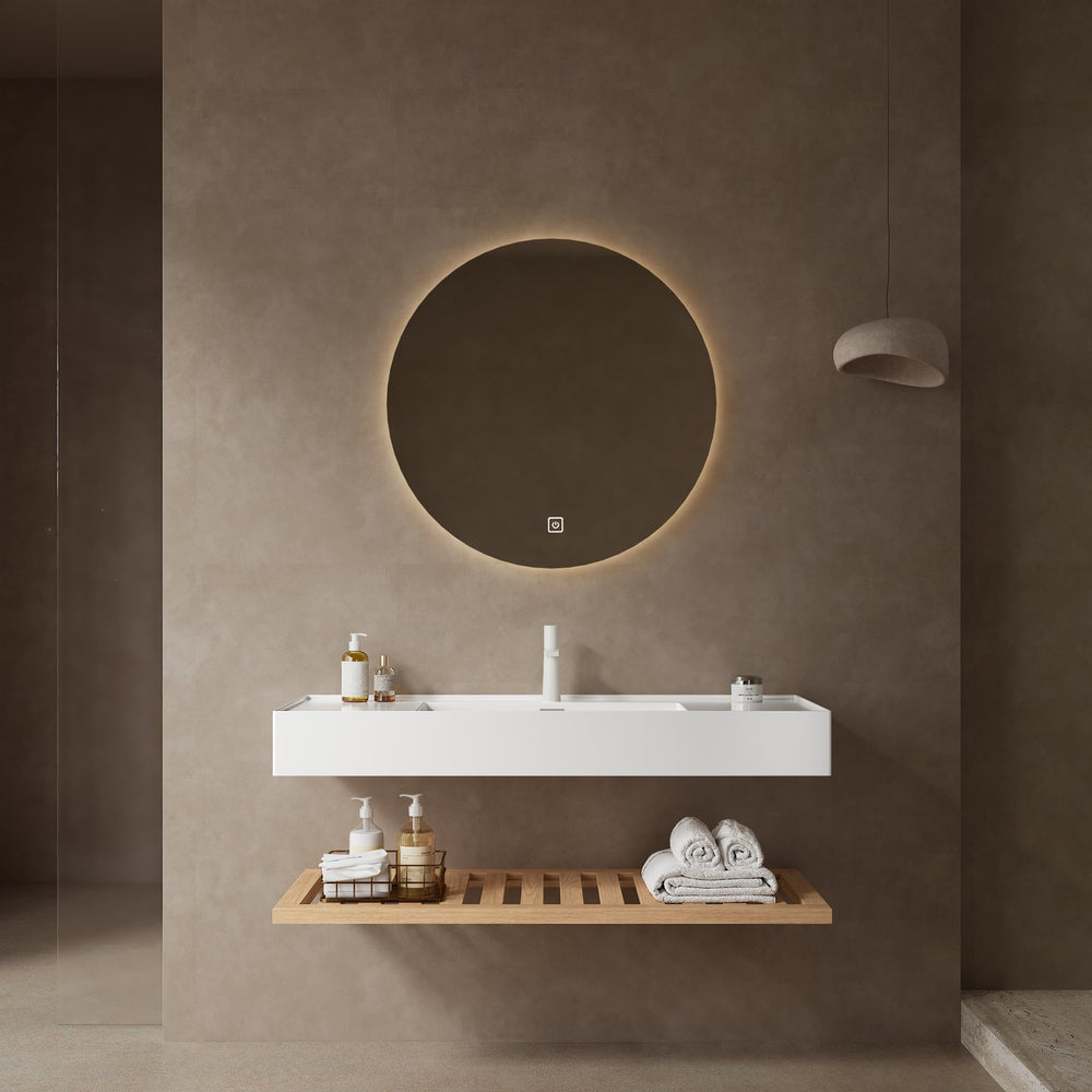 English Elm LEDE 48" Bathroom Vanity Wall-Mounted Floating with Integrated Acrylic Vessel Sink, Overflow & ShelfStorage W2615P210346