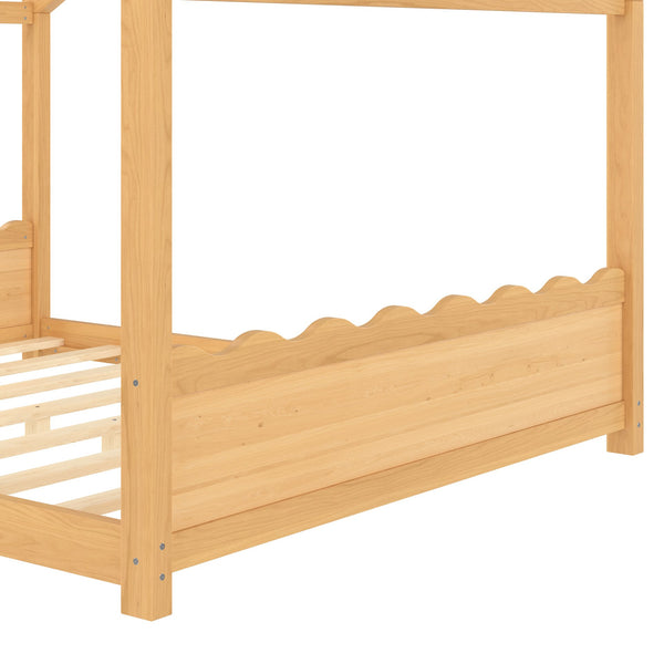 English Elm Queen House Frame Floor Bed Solid Pine Montessori Low Profile Kids Bedroom Natural W1580P387849