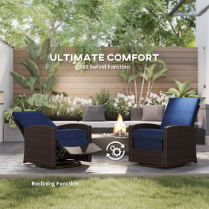 English Elm Outsunny Outdoor Wicker Swivel Recliner Chair With Water-Resistant Cushions For Ultimate Comfort W2225P249604-GIGA
