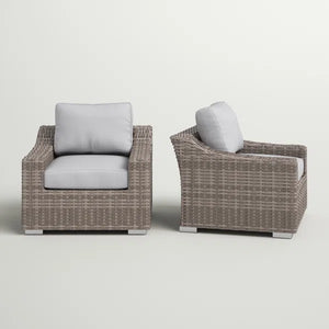 English Elm Fully Assembled Wicker Patio Chair Set With Plush Cushions For Effortless Outdoor Comfort & Style B120S00004