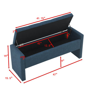 English Elm Modern Linen Upholstered Storage Bench Tufted Seat Organizer for Bedroom Entryway Navy Blue W2671P429583