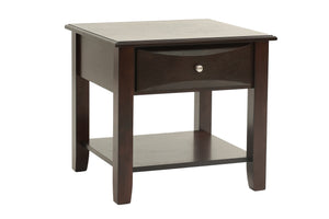 English Elm Simple Contemporary End Table with Walnut Veneer Top and Solid Rubberwood Legs, Square 22" Accent Table Antique Black,Espresso 11 L x 24 W x 27 H HSESF00F6388