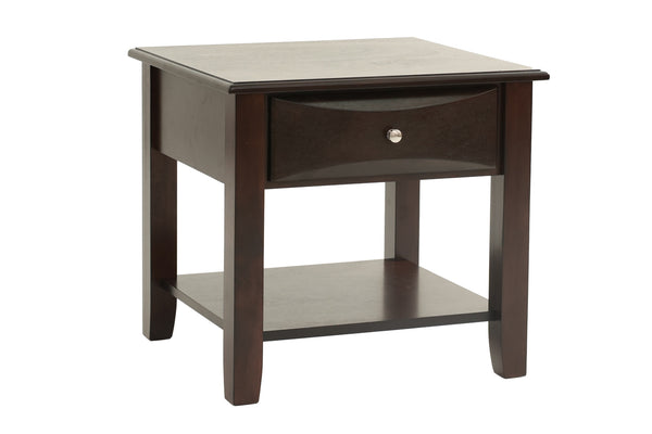 English Elm Simple Contemporary End Table with Walnut Veneer Top and Solid Rubberwood Legs, Square 22" Accent Table Antique Black,Espresso 11 L x 24 W x 27 H HSESF00F6388