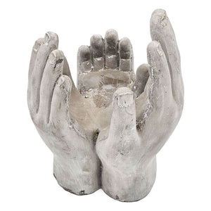 English Elm Set Of 2 Accepting Hands Cement Sculptures – Versatile Decorative Holders For Candles & Plants W2078P323696-GIGA