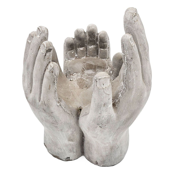 English Elm Set Of 2 Accepting Hands Cement Sculptures – Versatile Decorative Holders For Candles & Plants W2078P323696-GIGA