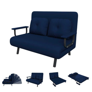 English Elm 46" Wide Corduroy Sleeper Sofa Bed Convertible Folding Chair for Two with Adjustable Backrest Blue W2700P431035