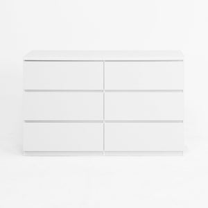 English Elm Modern Six Drawer Dresser with Wave Panel Fronts Handleless Design for Bedroom W409P371346