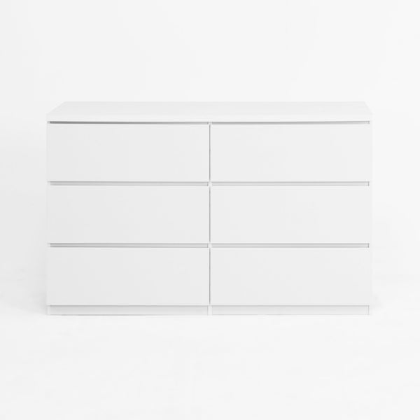 English Elm Modern Six Drawer Dresser with Wave Panel Fronts Handleless Design for Bedroom W409P371346