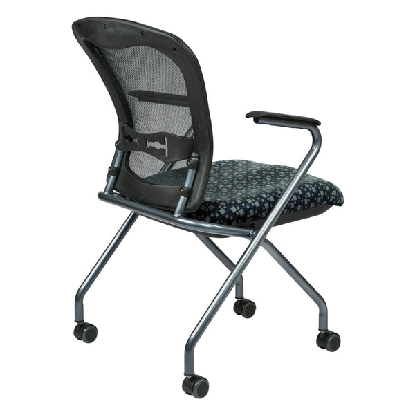OSP Home Furnishings Deluxe Pro-line Ii Folding Nesting Armchair with Mesh Back for Conference Spaces Moon 84440-K116