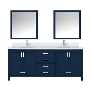 English Elm Navy Blue Double Bath Vanity 80" W x 22" D with Cultured Marble Top, Chrome Faucet & 30" Mirror B2731S01112
