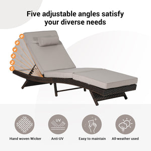 English Elm Outdoor Wicker Reclining Lounge Chair Set Of 2 – Adjustable, Weather-Resistant, Stylish Garden Relaxation W874P264717-GIGA