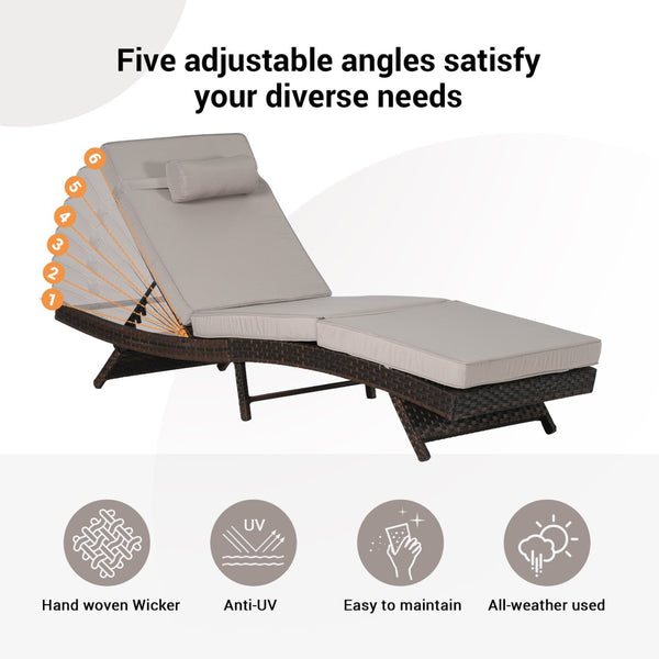 English Elm Outdoor Wicker Reclining Lounge Chair Set Of 2 – Adjustable, Weather-Resistant, Stylish Garden Relaxation W874P264717-GIGA