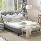 English Elm Aspen Vertical Tufted Modern Headboard Platform Bed Set, Queen, Opal Grey Velvet