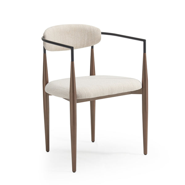 English Elm Dining Arm Chairs Set of 2 Gold Accent Iron Frame Upholstered Modern Minimalist Beige+Black N771P392272H