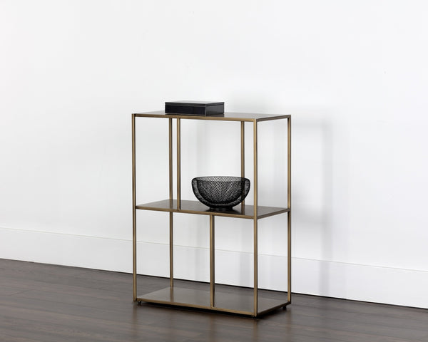 Sunpan Eiffel Low Bookcase - Stylish Iron Design with Anti-Tipping Kit for Modern Living and Office Spaces Small - 23.75W x 12D x 31H