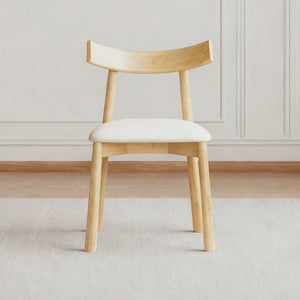 English Elm Set of 2 Armless Wood Dining Chairs Leather Cushioned Ergonomic Curved Back Natural W2700P388274