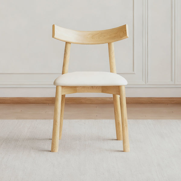 English Elm Set of 2 Armless Wood Dining Chairs Leather Cushioned Ergonomic Curved Back Natural W2700P388274
