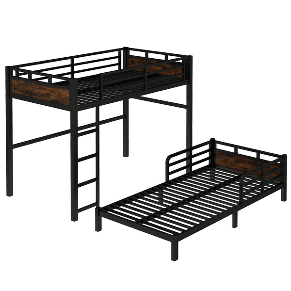 English Elm Twin Xl Solid Pine Loft Bed with Built-in Led Lighting and Storage Shelves W1580S00442