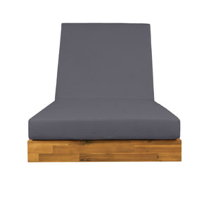 English Elm Boat-shape Acacia Wood Outdoor Chaise Lounge Slatted Teak Finish Poolside Recliner N770P380117T_65429.00CUSHDGRY