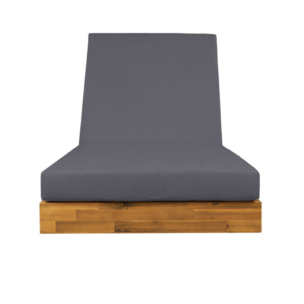 English Elm Boat-shape Acacia Wood Outdoor Chaise Lounge Slatted Teak Finish Poolside Recliner N770P380117T_65429.00CUSHDGRY