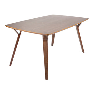English Elm Folia Seven Piece Mid-century Dining Set Walnut Finish Table with Blue Upholstered Chairs B202S01439