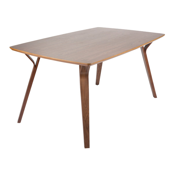English Elm Folia Seven Piece Mid-century Dining Set Walnut Finish Table with Blue Upholstered Chairs B202S01439
