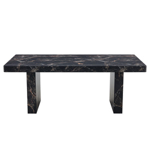 English Elm 78.7"*39.4"*29.9" Black Marble Mdf Dining Table Seats Eight with 3.5in Thick Top W1151S03864