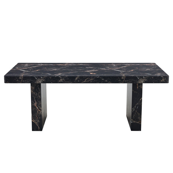 English Elm 78.7"*39.4"*29.9" Black Marble Mdf Dining Table Seats Eight with 3.5in Thick Top W1151S03864