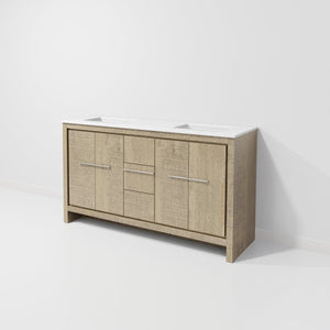 English Elm Rustic Acacia Double Bath Vanity 60" W X 20" D, Cultured Marble Top With Ample Storage & Style B2731P259458-GIGA