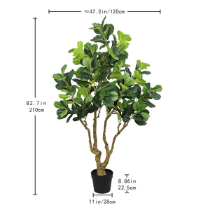 English Elm 7ft Artificial Banyan Silk Leaf Tree Freestanding Potted Faux Greenery for Home Office W2945P359511