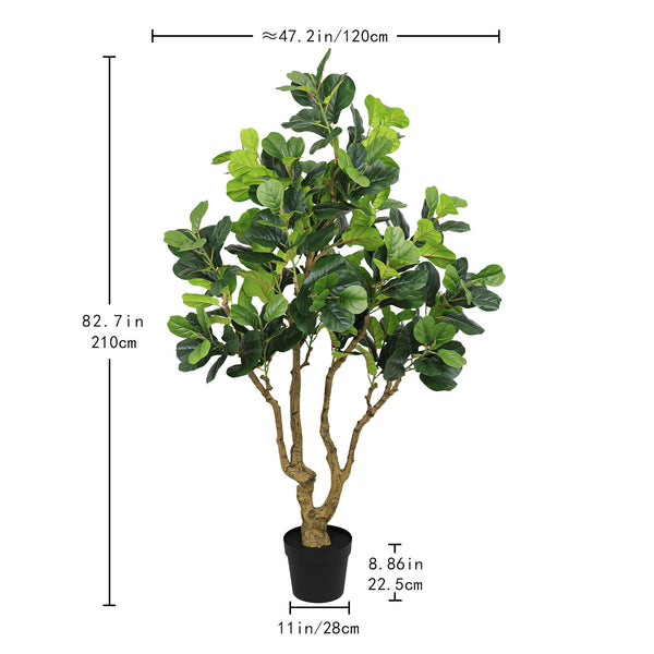 English Elm 7ft Artificial Banyan Silk Leaf Tree Freestanding Potted Faux Greenery for Home Office W2945P359511