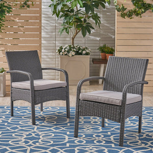 English Elm Christopher Knight Home® - CORDOBA PE Rattan Wicker Chair with Iron Frame and Waterproof Cushion for Durable Outdoor Seating Grey 57459.00GRY
