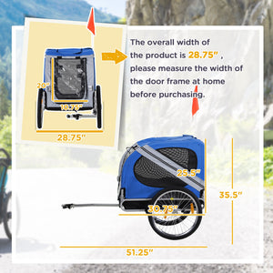 English Elm Aosom Pet Bike Trailer Oxford Steel Frame Mesh Ventilation Off-road Dog Cargo Cart W2225P217964