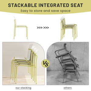 English Elm Summer Outdoor Dining Set Stackable Pp Chairs Round Table Uv Resistant Patio Cream White,Grain Yellow,White W3450S00025