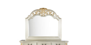 English Elm Lyon Grand Beveled Mirror 48"H x 54"W with Hand-Applied Wood Finish and Gold Crown Accents Champagne 51 L x 4 W x 57 H B078P301590