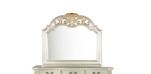 English Elm Lyon Grand Beveled Mirror 48"H x 54"W with Hand-Applied Wood Finish and Gold Crown Accents Champagne 51 L x 4 W x 57 H B078P301590