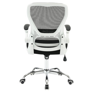 OSP Home Furnishings Mesh Back Ergonomic Office Chair with Lumbar Support Flip up Arms and Foam Seat Cushion White EMW96809C-3