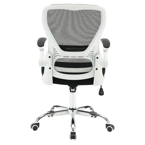 OSP Home Furnishings Mesh Back Ergonomic Office Chair with Lumbar Support Flip up Arms and Foam Seat Cushion White EMW96809C-3
