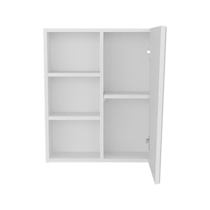 English Elm Medicine Compact Wall-Mounted Cabinet with Mirrored Door and 5 Shelves, Engineered Wood Durable Storage White 28.35 L x 22.05 W x 4.72 H B097P350305