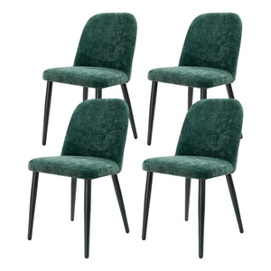 English Elm Dark Forest Green Chenille Armless Dining Chairs Set of 2 with Sleek Metal Legs T3967P423835