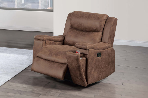 English Elm Modern Walnut Faux Leather Manual Recliner with Plush Headrest for Living Rooms B011P466431