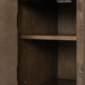 English Elm U-can Acacia Wood End Table with Usb Charging Station Drawer and Cabinet Storage Antique Brown N724P353565D
