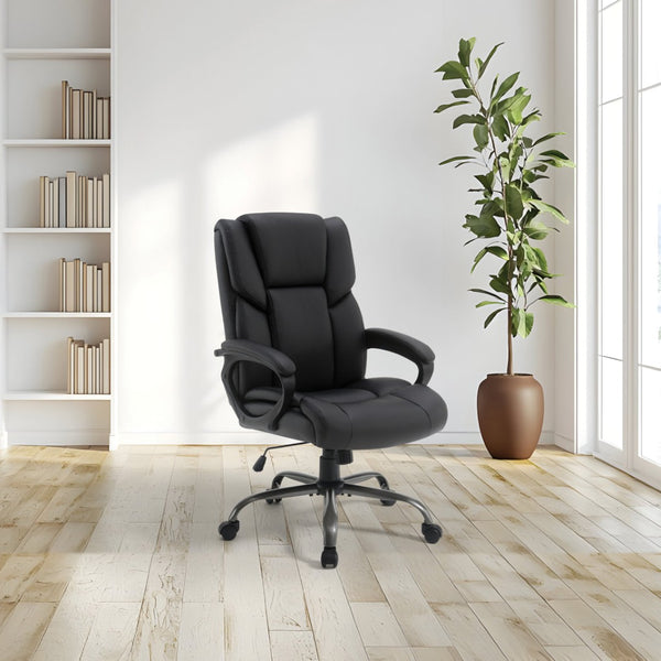 OSP Home Furnishings Execuative Faux Leather Office Chair with Lumbar Support and Pneumatic Height Adjustment FL14571-U6