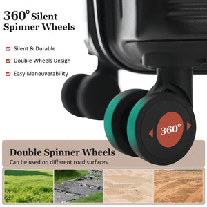 English Elm Luggage 5 Piece Hardside Abs Set with Front Access Carry on and Tsa Spinner Wheels Black N732P391579B