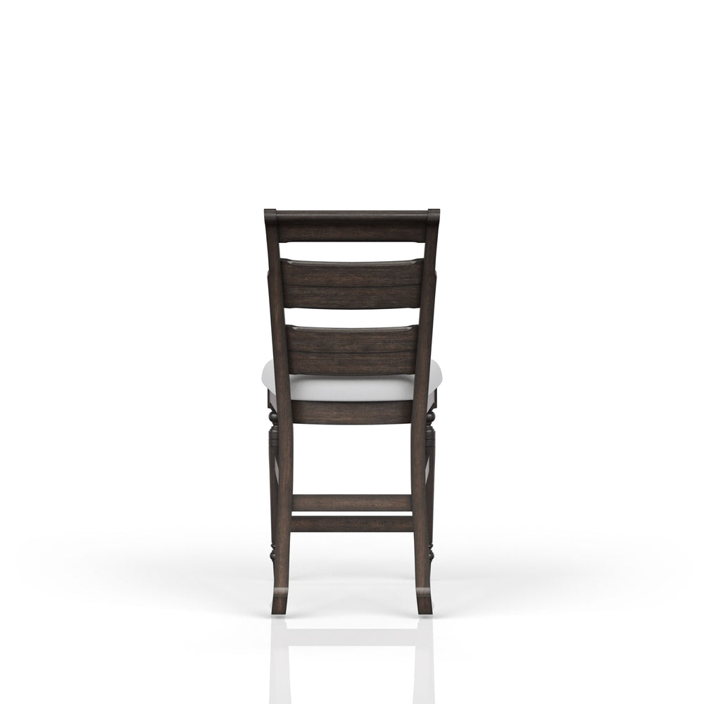 English Elm Counter Stool Mahogany Ladderback – Solid Wood Counter Height with Polyester Upholstered Seat, 19.5"W B2699P286902