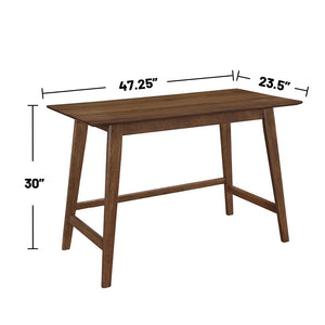 English Elm 2-piece Walnut Home Office Desk and Chair Set — Mid-Century Solid Hardwood Retro Desk with Grey Upholstered Seat B016P381015