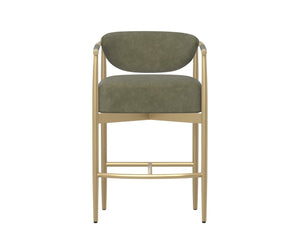 Sunpan HELOISE Counter Stool - Elegant Ivanhoe Pine Faux Leather with Gold Stainless Steel Frame & Comfort 112661