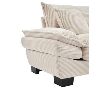 English Elm Corduroy Stylish Sleeper Sofa Loveseat with Dual-Layer Cushions & Two Support Pillows, Sturdy Frame Beige W676P184129