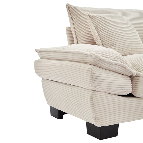 English Elm Corduroy Stylish Sleeper Sofa Loveseat with Dual-Layer Cushions & Two Support Pillows, Sturdy Frame Beige W676P184129